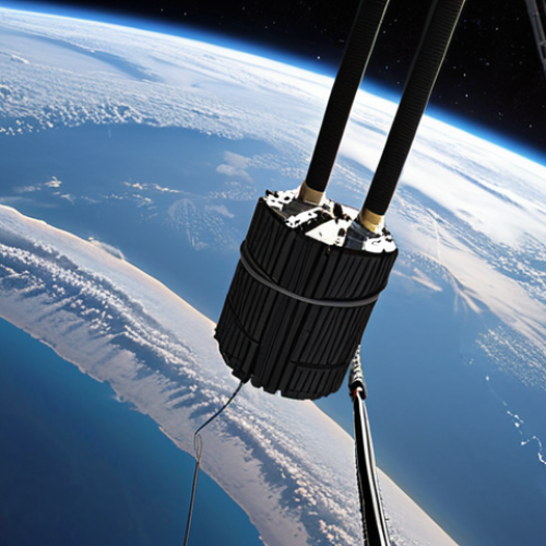 Home 11 **
A futuristic space elevator cable anchored near the equator, possibly in Malaysia (to match the locale). The cable is made of carbon nanotubes, shimmering with advanced technology. In the background, a "climber" vehicle ascends towards a counterweight in geostationary orbit, with Earth visible below. The scene emphasizes the strength and slenderness of the cable.
**